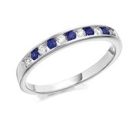 9ct White Gold Sapphire And Diamond Half Eternity Ring - 14pts - D6664-P