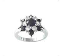 9ct White Gold Sapphire & Diamond 0.24cttw Target Ring - Ring Size V.5