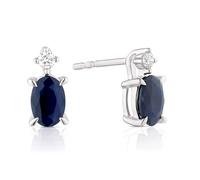 9ct White Gold Sapphrie & Diamond Stud Drop Earrings