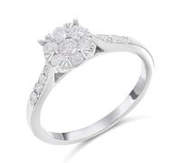 9ct White Gold Single Stone-Look Diamond Cluster Ring, 1/2ct - D71233