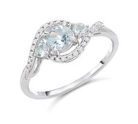 9ct White Gold Swiss Blue Topaz And Diamond Twist Ring - D63185-O