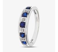 9ct White Gold Synthetic Sapphire & Diamond Half Eternity Ring PR10429W SA J