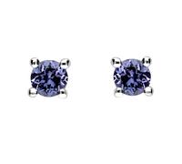 9ct White Gold Tanzanite 3mm Round Claw Set Stud Earrings