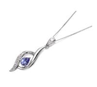 9ct White Gold Tanzanite And Diamond Pendant And Chain - D9716