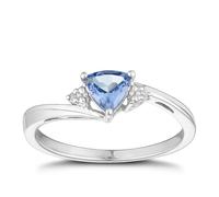 9ct White Gold Trillion Tanzanite & Diamond Ring