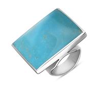 9ct White Gold Turquoise Hallmark Large Square Ring - Gold FHM-289