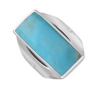 9ct White Gold Turquoise Hallmark Medium Oblong Ring - Gold FHM-189