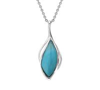 9ct White Gold Turquoise Open Marquise Shaped Necklace - Gold