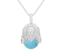 9ct White Gold Turquoise Zodiac Leo 10mm Bead Pendant - White Gold