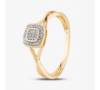 9ct Yellow Gold 0.05ct Diamond Pavé Square Cluster Promise Ring TH0146582 L