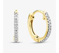 9ct Yellow Gold 0.10ct Brilliant Cut Claw Set Diamond Huggie Hoop Earrings THE45083-10