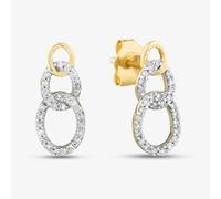 9ct Yellow Gold 0.15ct Brilliant Cut Diamond Open Circle Stud Earrings T.H.Baker Silver One Size