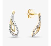 9ct Yellow Gold 0.15ct Brilliant Cut Diamond Tear Drop Stud Earrings T.H.Baker Silver One Size