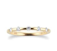 9ct Yellow Gold 0.15cttw Round Bezel Set Diamond - Ring Size O