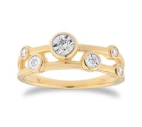 9ct Yellow Gold 0.21cttw Diamond Illusion Bezel Ring - Ring Size K