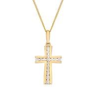 9ct Yellow Gold 0.25ct Total Diamond Cross Pendant