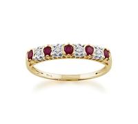 9ct Yellow Gold 0.31ct Natural Ruby & 2pt Diamond Half Eternity Ring