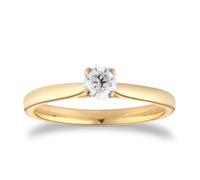 9ct Yellow Gold 0.33cttw Round Brilliant Cut Solitaire Diamond Engagement Ring - Ring Size P