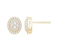 9ct Yellow Gold 0.50ct Diamond Oval Cluster Stud Earrings