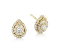 9ct Yellow Gold 0.50ct Total Diamond Halo Pear Studs