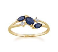 9ct Yellow Gold 0.70ct Kanchanaburi Sapphire & Diamond Classic Ring
