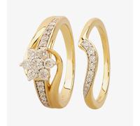 9ct Yellow Gold 0.75ct Diamond Cluster Twist Bridal Set THR15237-75-O