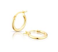 9ct Yellow Gold 10mm Graduated Plain Creole Hoop Earrings
