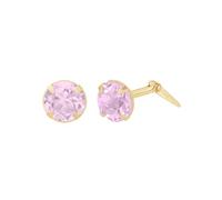 9ct yellow gold 3.5mm pink tourmaline gemstone earrings gift box included