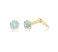 9ct yellow gold 3mm round sky blue topaz Andralok stud earrings/Gift box