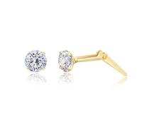 9ct yellow gold 3mm white cubic zirconia cz Andralok stud earrings / gift box