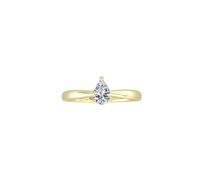 9ct Yellow Gold 4 Claw Pear Cut 0.40ct Diamond Ring - Ring Size D.5