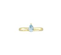 9ct Yellow Gold 4 Claw Pear Cut Aquamarine Ring - Ring Size U.5