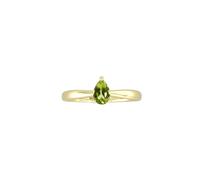 9ct Yellow Gold 4 Claw Pear Cut Peridot Ring - Ring Size J