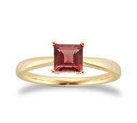 9ct Yellow Gold 4 Claw Square Garnet 5mm x 5mm Ring- Ring Size A.5