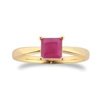 9ct Yellow Gold 4 Claw Square Ruby 5mm x 5mm Ring- Ring Size A