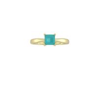 9ct Yellow Gold 4 Claw Square Turquoise 5mm x 5mm Ring- Ring Size A