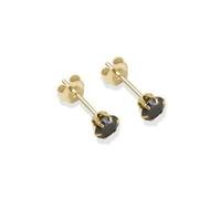 9ct Yellow Gold 4mm black cubic zirconia stud earrings. Giftbox