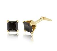 9ct yellow gold 4mm black square cubic zirconia Andralok stud earrings/Giftbox