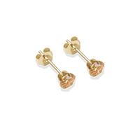 9ct Yellow Gold 4mm champagne cubic zirconia stud earrings. Giftbox