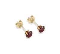 9ct Yellow Gold 4mm garnet cubic zirconia stud earrings. Giftbox