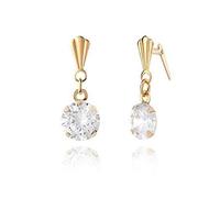 9ct yellow gold, 5mm round cz drop Andralok drop earrings/Gift box