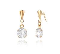 9ct yellow gold, 5mm round cz drop Andralok drop earrings/Gift box