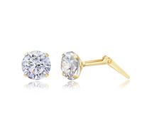 9ct yellow gold 5mm white cubic zirconia cz Andralok stud earrings/gift box