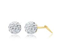 9ct yellow gold 6mm white glitterball crystal Andralok stud earrings/Gift box