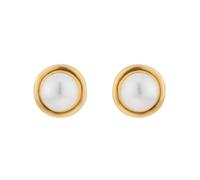 9ct Yellow Gold 7-7.5mm Pearl Rub Over Stud Earrings