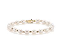 9ct Yellow Gold 7" Cultured Freshwater Pearl 5.5-6mm Bead Bracelet