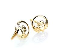 9ct Yellow Gold Andralok Claddagh Ring Stud Earrings/Studs