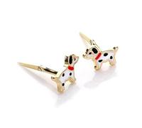 9ct Yellow Gold Andralok Enamelled Dalmatian Dog Stud Earrings/Studs