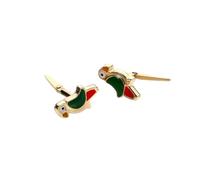 9ct Yellow Gold Andralok Enamelled Parrot Stud Earrings/Studs