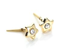 9ct Yellow Gold Andralok Five Pointed Star Crystal Stud Earrings/Studs